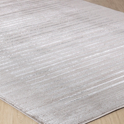 KAYSA Scandi Modern Beige/White Striped Area Rug 160 x 220 cm