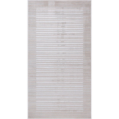 KAYSA Scandi Modern Beige/White Striped Area Rug 80 x 150 cm