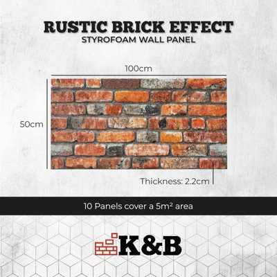 KB Panels 3D Wall Panels - Brick Effect, Lightweight EPS, Easy Install ...
