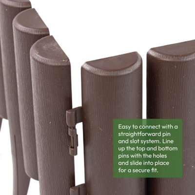 KCT Brown Wood Effect Garden Palisade Edging - Pack of 8 Panels