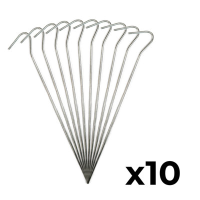 KCT 10 pc Galvanised Steel Tent Pegs Heavy Duty Camping Ground Stakes 9"