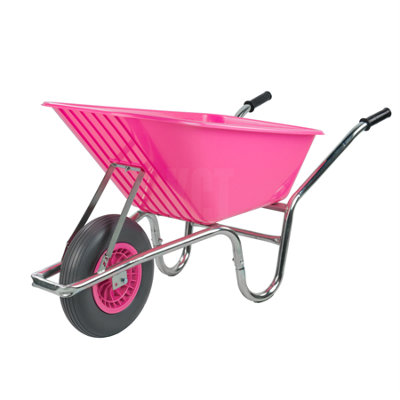 KCT 110L Pink Garden Builders Heavy Duty Wheelbarrow with Reinforced Tyre