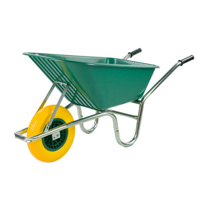 KCT 110L Wheelbarrow Green Garden Builders Heavy Duty with Reinforced Tyre