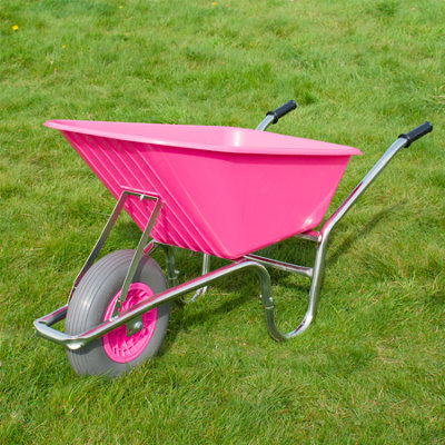 KCT 110L Wheelbarrow Pink Garden Builders Heavy Duty with Reinforced Tyre