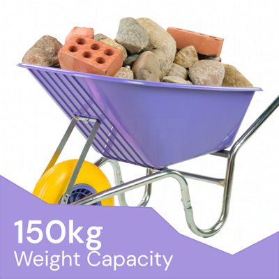 KCT 110L Wheelbarrow Purple Heavy Duty Garden Large Plastic Builder ...