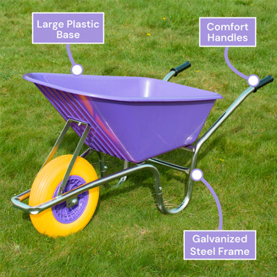 KCT 110L Wheelbarrow Purple Heavy Duty Garden Large Plastic Builder ...
