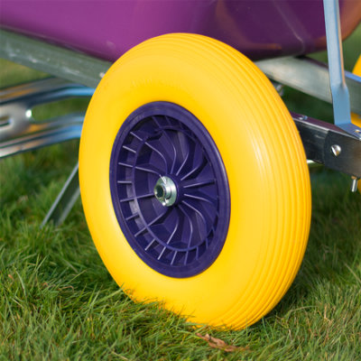 KCT 160L Twin Wheel Wheelbarrow Purple - Heavy Duty Garden / Stable Yard / Builders Barrow with Puncture Proof Tyres