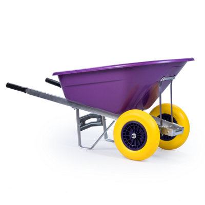 KCT 160L Wheelbarrow Twin Wheel Purple - Heavy Duty Garden / Stable Yard / Builders Barrow with Puncture Proof Tyres