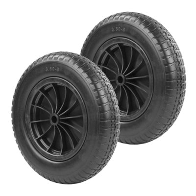 KCT 2 Pack 14" (3.50 - 8) Puncture Proof / Solid Heavy Duty PU Wheelbarrow Wheel & Tyre