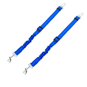 KCT 2 Pack Dog Seat Belt Clip Lead - Blue