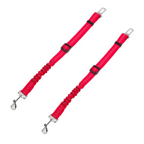 KCT 2 Pack Dog Seat Belt Clip Lead - Red