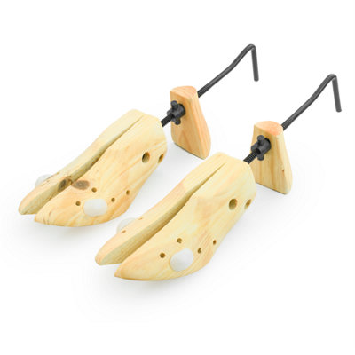 KCT 2 Wooden Shoe Tree Stretchers Mens Gents - 2 Way Adjustable Shoe Expander