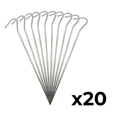 KCT 20 pc Galvanised Steel Tent Pegs Heavy Duty Camping Ground Stakes 9"