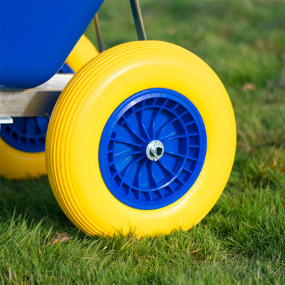 KCT 200L Twin Wheel Wheelbarrow Blue - Heavy Duty Garden / Stable Yard / Builders Barrow with Puncture Proof Tyres