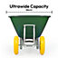 KCT 200L Twin Wheel Wheelbarrow Green - Heavy Duty Garden / Stable Yard / Builders Barrow with Puncture Proof Tyres