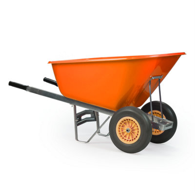 KCT 200L WheelBarrow XL Heavy Duty Twin Orange + Black Tyres