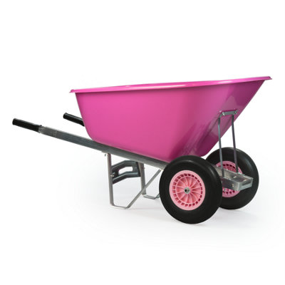 KCT 200L WheelBarrow XL Heavy Duty Twin Pink + Grey Tyres