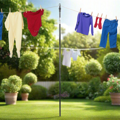 2.4 M Telescopic Washing Line Pole, Heavy Duty Stainless Steel Clothes