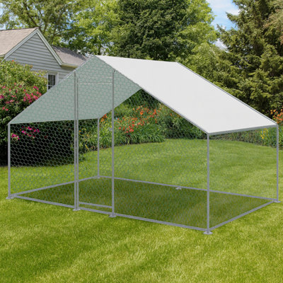 KCT 2x3 m Walk in Chicken Run Large Outdoor Coop Metal Pen for Duck Hen Poultry Rabbit Dog Cat Cage House Kennel Shed House Garden