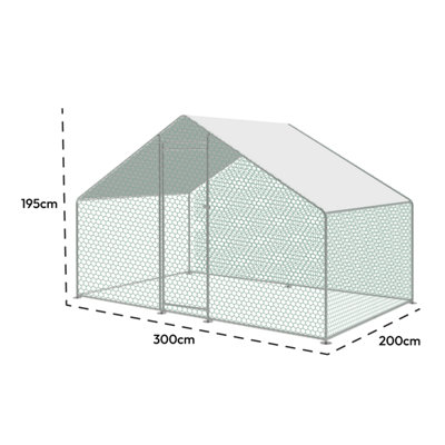 KCT 2x3 m Walk in Chicken Run Large Outdoor Coop Metal Pen for Duck Hen Poultry Rabbit Dog Cat Cage House Kennel Shed House Garden