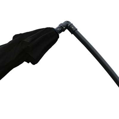 KCT 3.5M Black Garden Parasol with Adjustable Crank with Cover