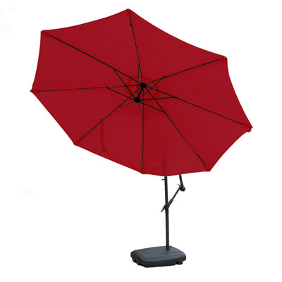KCT 3.5m Large Burgundy Garden Cantilever Parasol with Protective Cover and Base