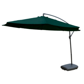 KCT 3.5m Large Green Garden Cantilever Parasol with Base