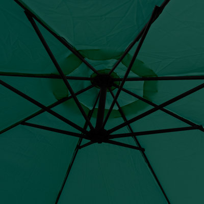 KCT 3.5M Large Green Garden Parasol with Adjustable Crank with Cover - 3