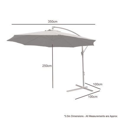 KCT 3.5M Large Green Garden Parasol with Adjustable Crank with Cover - 6