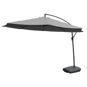 KCT 3.5m Large Grey Garden Cantilever Parasol with Base