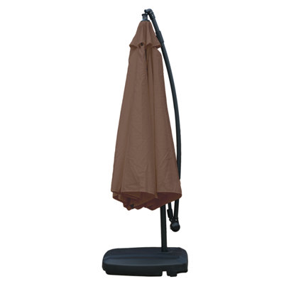 KCT 3.5m Large Mocha Garden Cantilever Parasol with Protective Cover and Base