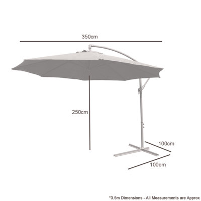 KCT 3.5M Large Mocha Garden Parasol with Adjustable Crank with Cover
