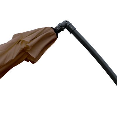 KCT 3.5M Large Mocha Garden Parasol with Adjustable Crank with Cover