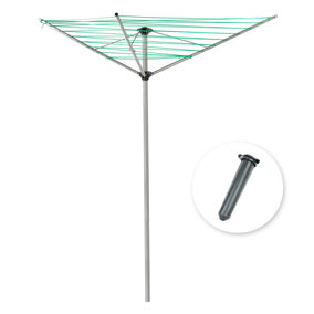 KCT 3 Arm Outdoor Rotary Washing Line Clothes Airer - 30m Drying Area