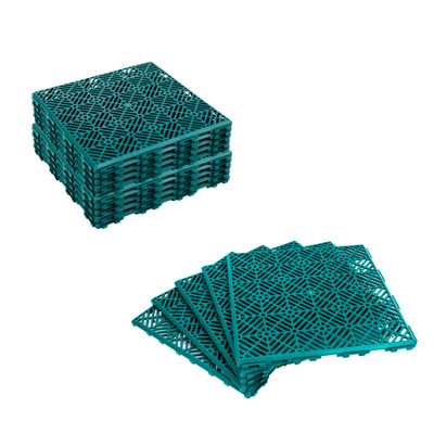 KCT 3 Pack - Green Garden Non Slip Interlocking Path Tiles - 15 Pieces Total