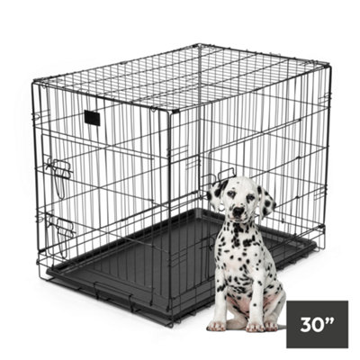 KCT 30" Indoor Pet Cage Medium Metal Crate With Floor Foldable Dog Furniture For Travel and Training Heavy Duty