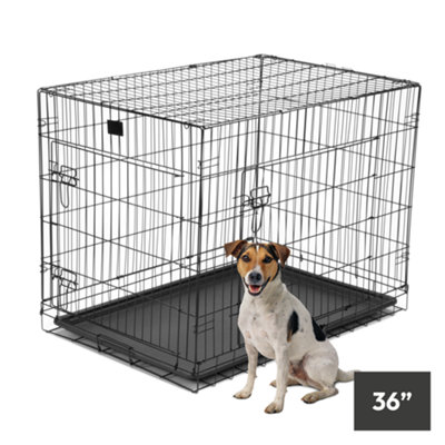 KCT 36" Indoor Pet Cage Large Metal Crate With Floor Foldable Dog Furniture For Travel and Training Heavy Duty