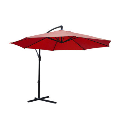 KCT 3m Large Burgundy Garden and Patio Cantilever Parasol DIY at B&Q