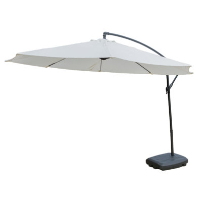 KCT 3m Large Cream Garden Cantilever Parasol with Protective Cover and Base