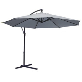 KCT 3m Large Grey Garden and Patio Cantilever Parasol