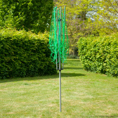 KCT 4 Arm Outdoor Rotary Washing Line Clothes Airer with Protective Cover and Ground Spike