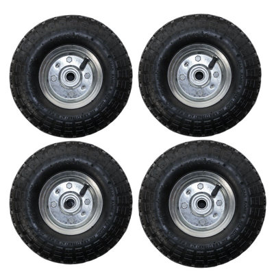 VonHaus Pneumatic Wheels 10 Inch Pack of 4 - Heavy Duty Spare Replacement  Universal Tyre Set for Wheelbarrows and Garden Carts