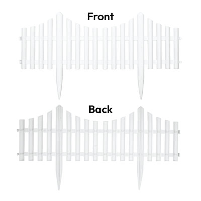 KCT 4 Pack -  Interlocking Flexible White Picket Fence Garden Borders - 32 Pieces Total