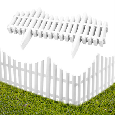 KCT 4 Pack -  Interlocking Flexible White Picket Fence Garden Borders - 32 Pieces Total