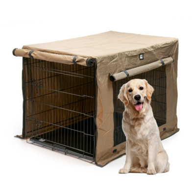 KCT 42" XL Metal Pet Crate With Cover & Floor Foldable Dog Cage Furniture For Travel Training Heavy Duty Folding Lockable