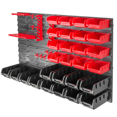 DURHAND 44 Piece Wall Mounted Tool Organizer Rack Kit with Storage Bins  Pegboard and Hooks Blue Bin Board Garage Workshop