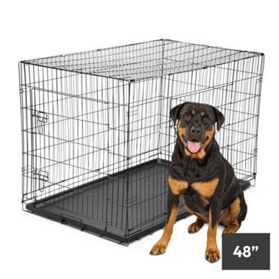 KCT 48" Indoor Pet Cage XXL Metal Crate With Floor Foldable Dog Furniture For Travel and Training Heavy Duty