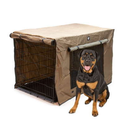 KCT 48" XXL Metal Pet Crate With Cover & Floor Foldable Dog Cage Furniture For Travel Training Heavy Duty Folding Lockable