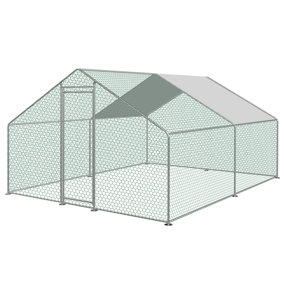 KCT 4x3m Large Galvanised Walk in Pet Run Chicken Coop Enclosed Dog Kennel Rabbit Cage Puppy Pen