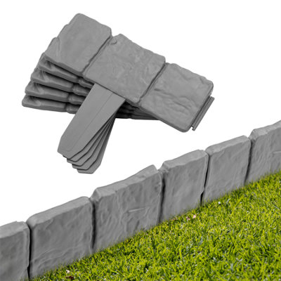 KCT 5 Pack- Stone Slab Garden Lawn Border Edgings - 50 Pieces Total